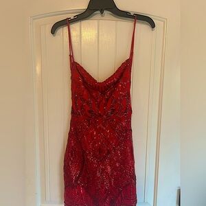 Red Sequin Mini Dress